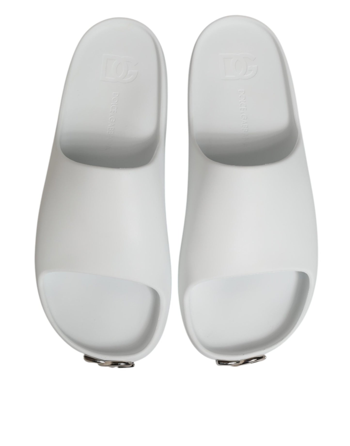 Dolce Gabbana Logo Slides Rubber Sandalen Wit Zwembad Luxe