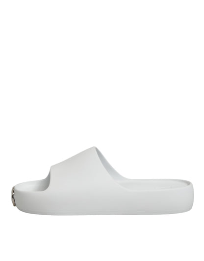 Dolce Gabbana Logo Slides Rubber Sandalen Wit Zwembad Luxe