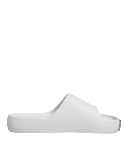 Dolce Gabbana Logo Slides Rubber Sandalen Wit Zwembad Luxe