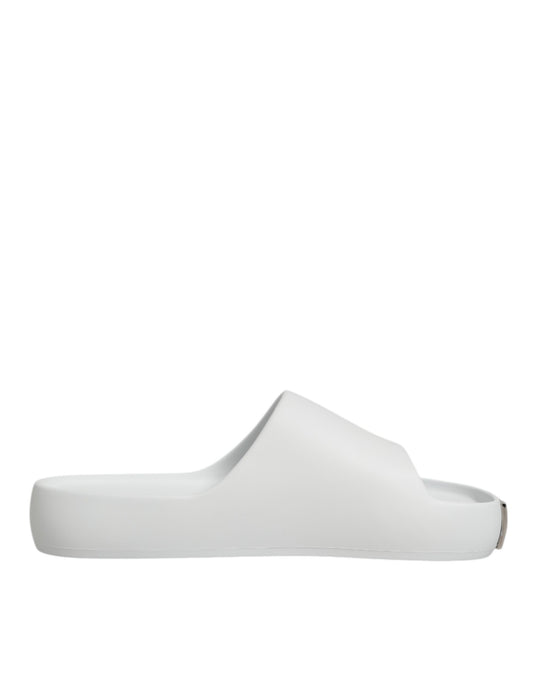 Dolce Gabbana Logo Slides Rubber Sandalen Wit Zwembad Luxe