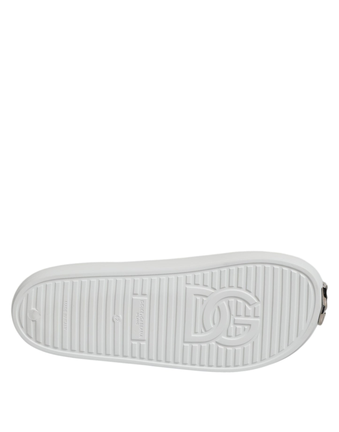 Dolce Gabbana Logo Slides Rubber Sandalen Wit Zwembad Luxe