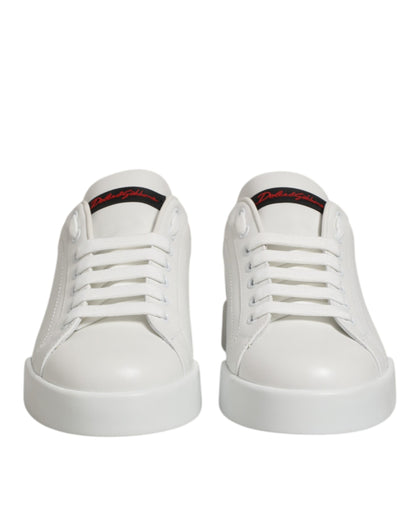 Dolce & Gabbana Witte Leren Sneakers Low Top Luxe Schoenen