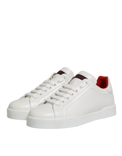 Dolce & Gabbana Witte Leren Sneakers Low Top Luxe Schoenen