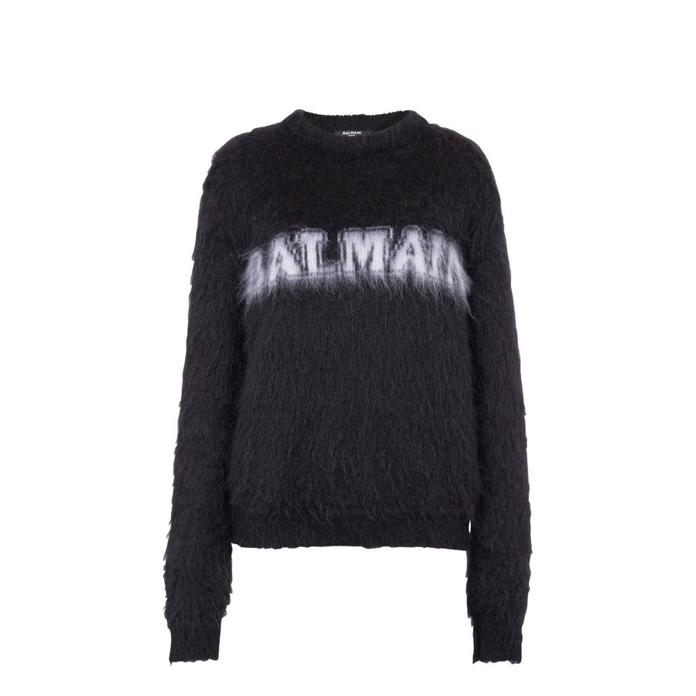 Balmain Logo Mohair Pullover Voor Dames Gemaakt In Italië
