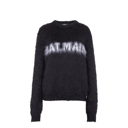 Balmain Logo Mohair Pullover Voor Dames Gemaakt In Italië