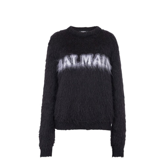 Balmain Logo Mohair Pullover Voor Dames Gemaakt In Italië