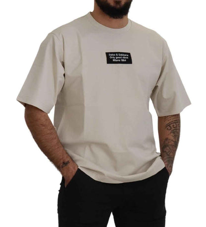 Dolce And Gabbana Ronde Hals T Shirt Ivoor Katoen Nylon