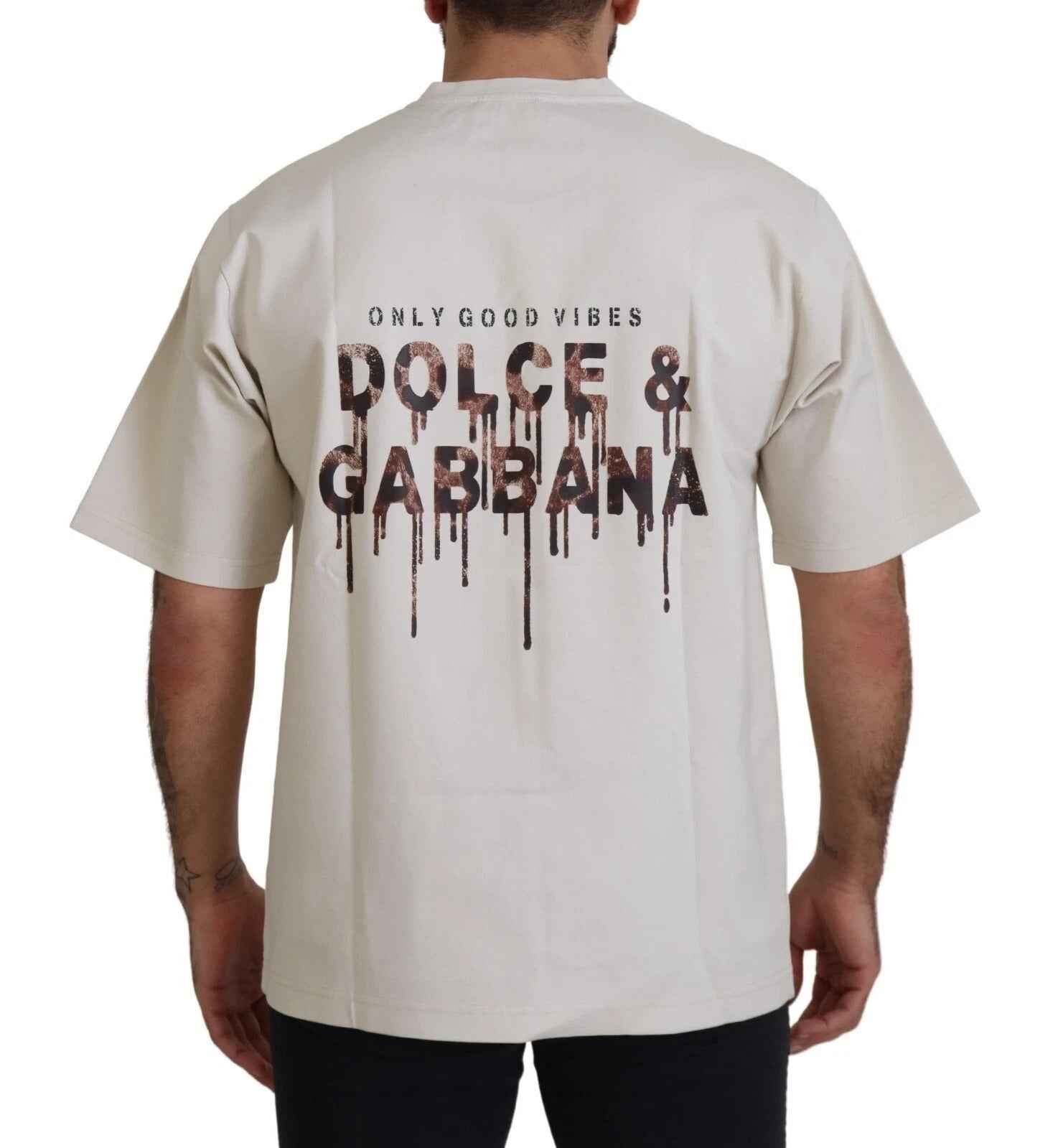 Dolce And Gabbana Ronde Hals T Shirt Ivoor Katoen Nylon