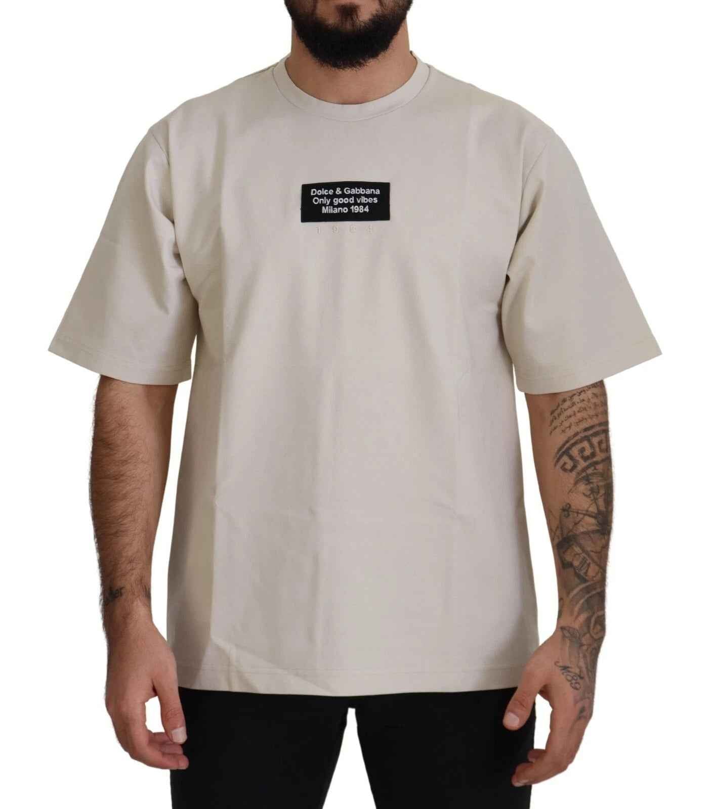 Dolce And Gabbana Ronde Hals T Shirt Ivoor Katoen Nylon