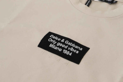 Dolce And Gabbana Ronde Hals T Shirt Ivoor Katoen Nylon