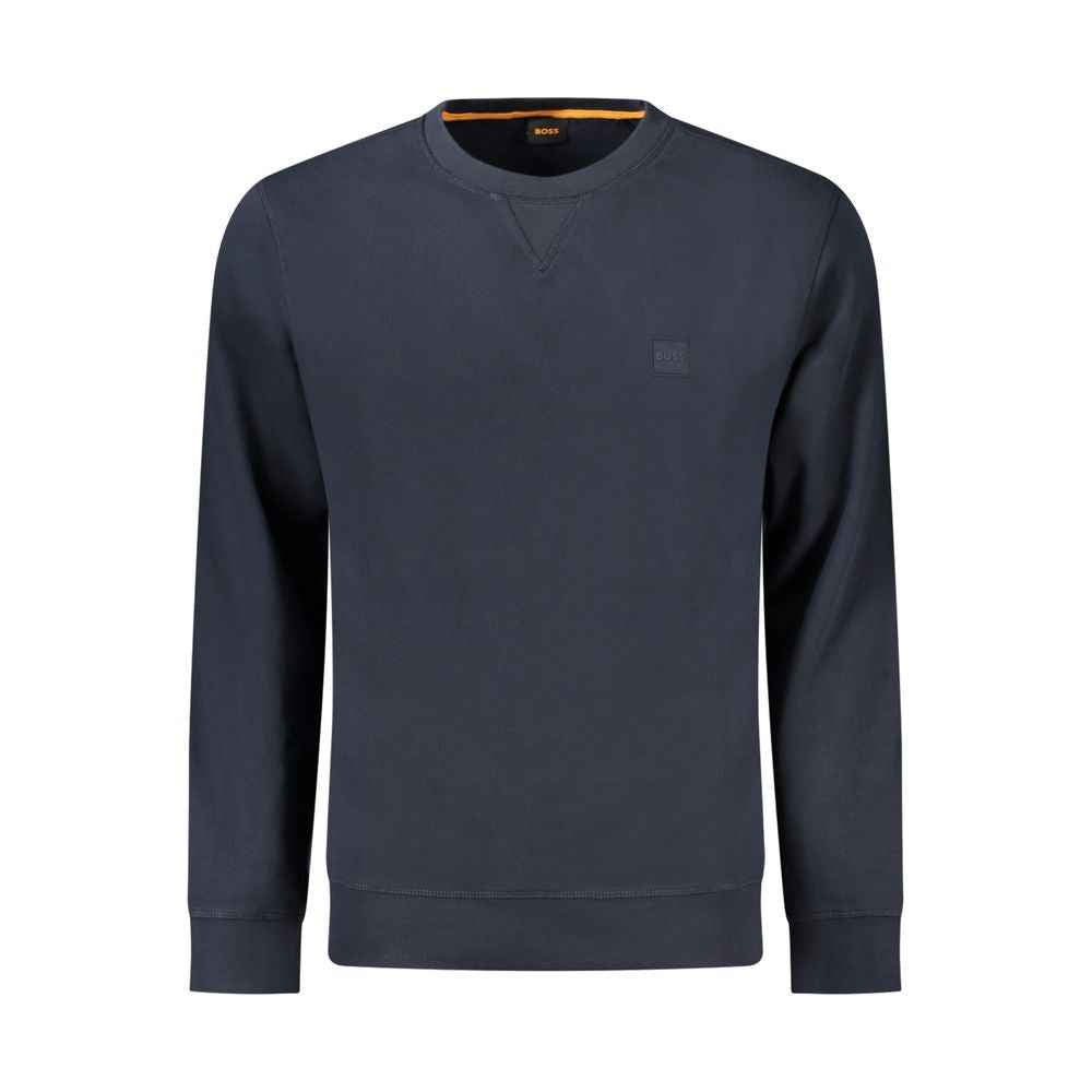 Hugo Boss Blauwe Katoenen Sweatshirt Geborduurd Logo – Blauw
