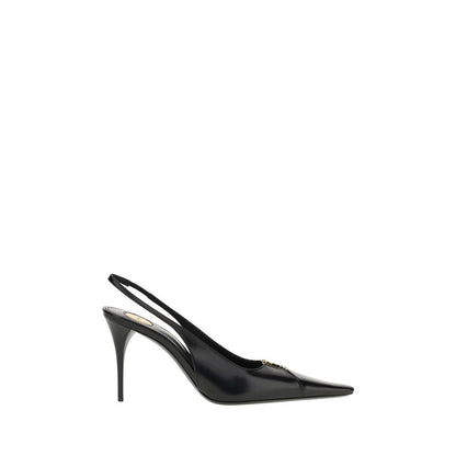 Saint Laurent Babylone Pumps Leer Elastische Slingback Zwart