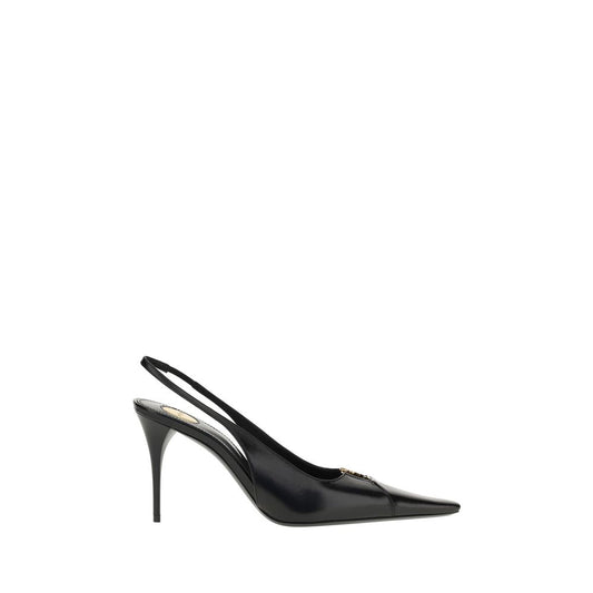 Saint Laurent Babylone Pumps Leer Elastische Slingback Zwart