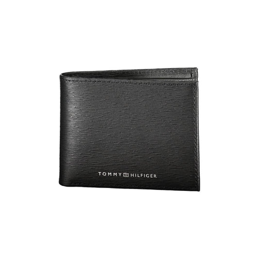 Tommy Hilfiger Dubbele Kaart Leer Portemonnee - Zwart