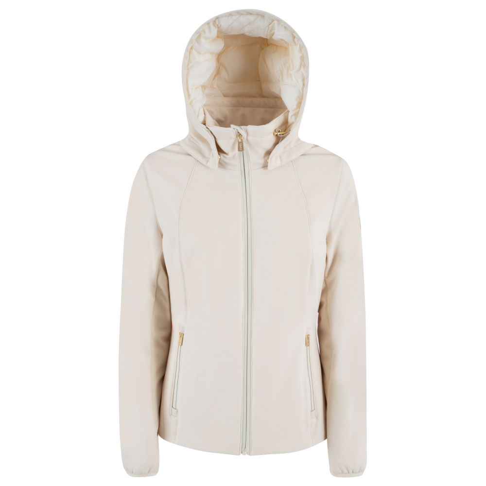 Yes Zee White Nylon Jackets & Coat