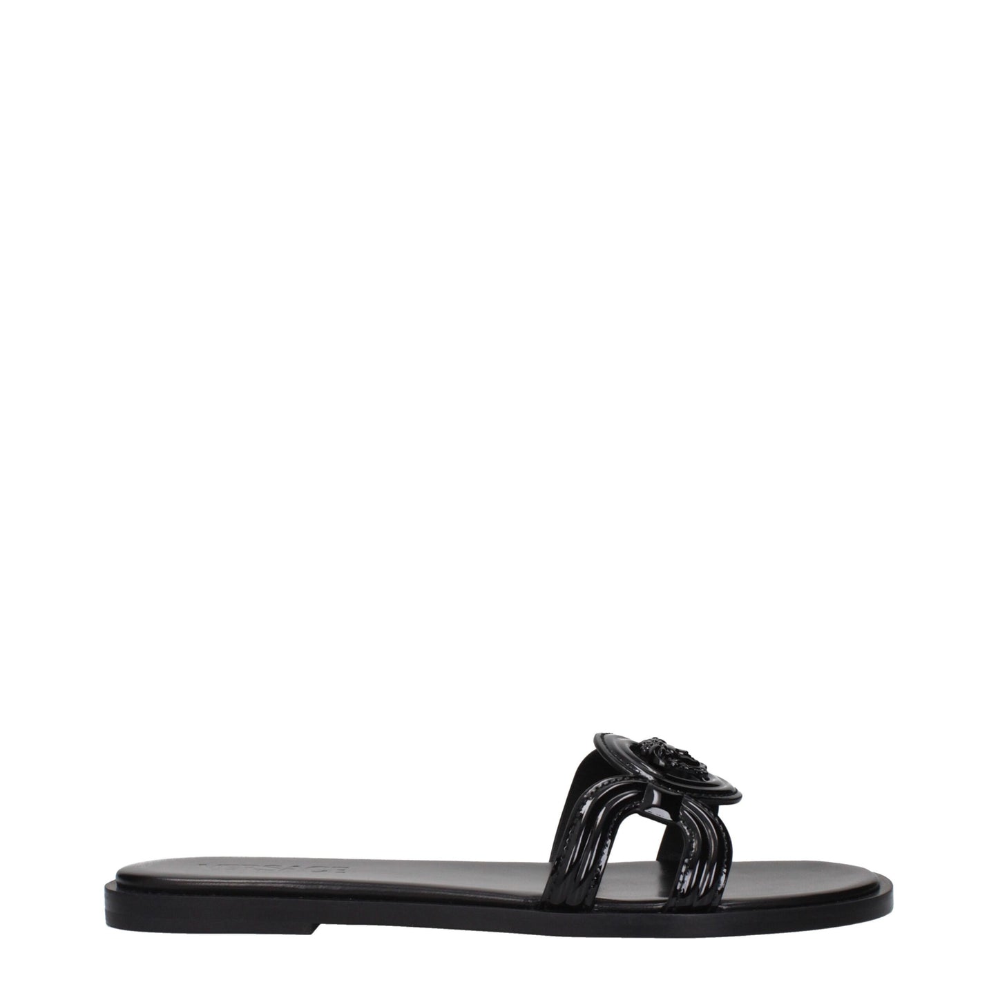 Versace F84877 Patent Leer Slippers Exclusieve Luxe – Zwart