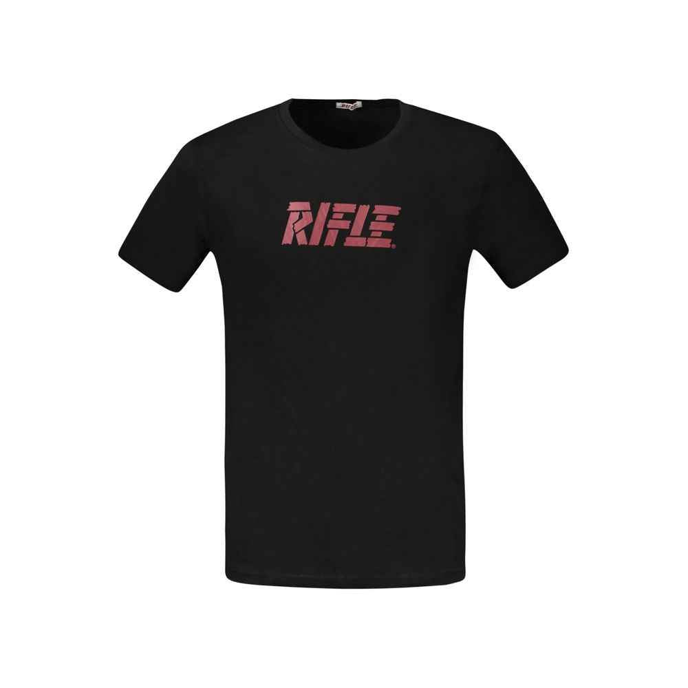 Rifle Katoenen T-Shirt Zwart Luxe Stijlvol Ontwerp.