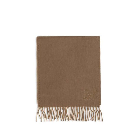Max Mara Camel Sjaal Kasjmier Met Monogram Stippling
