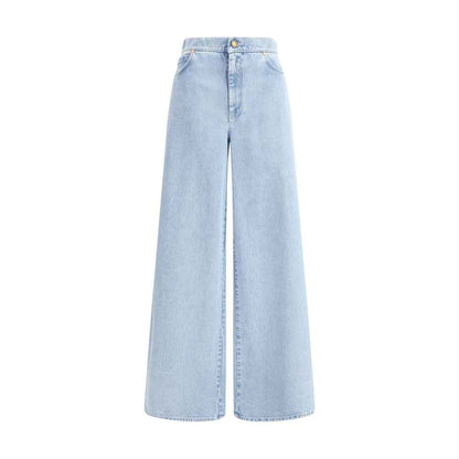 Max Mara Affari Jeans Denim Wijde Pijpen Donker Blauw