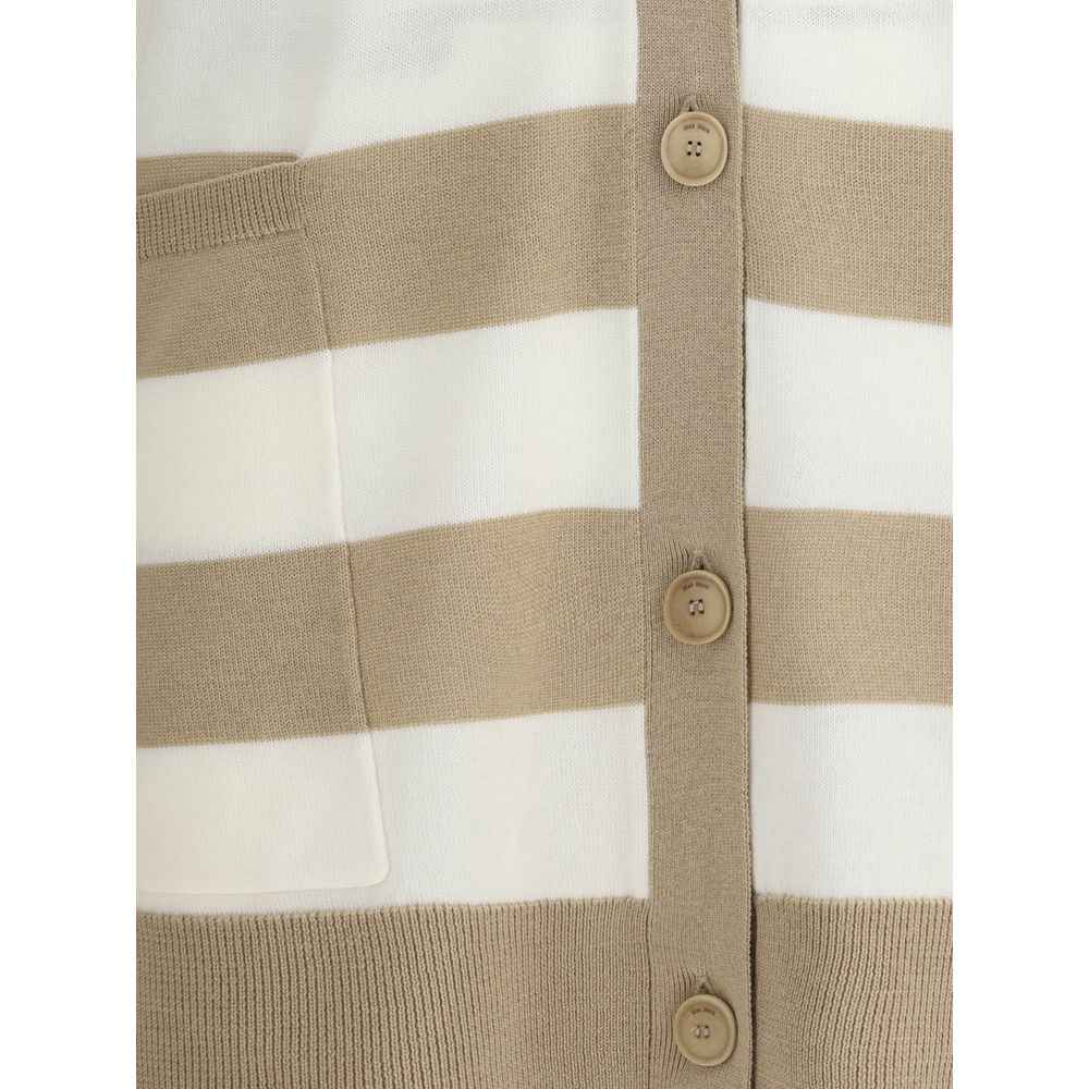 Max Mara Fiemme Cardigan Zuivere Wol Cardigan Natuur