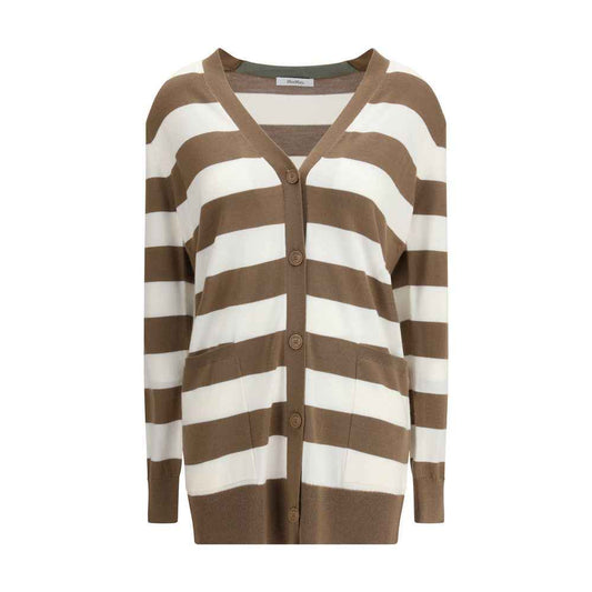 Max Mara Fiemme Cardigan Zuivere Wol Gestreept Patroon