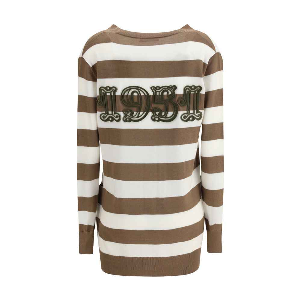 Max Mara Fiemme Cardigan Zuivere Wol Gestreept Patroon