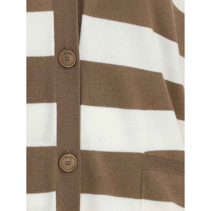Max Mara Fiemme Cardigan Zuivere Wol Gestreept Patroon