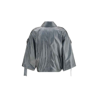 Max Mara Tenace Lederen Jas Zwart Met Elegante Structuur