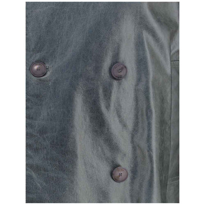 Max Mara Tenace Lederen Jas Zwart Met Elegante Structuur