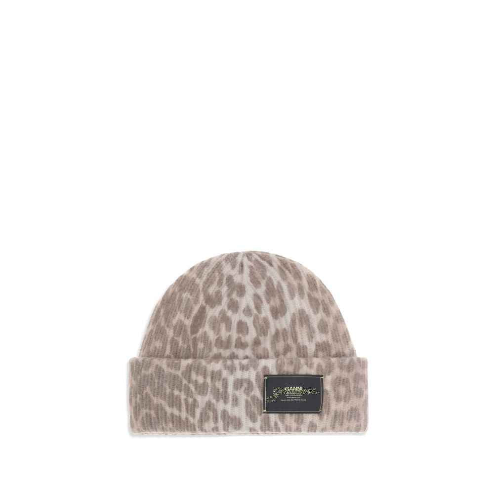 Ganni Leopard Gebreide Muts – Leopard OneSize Klassiek