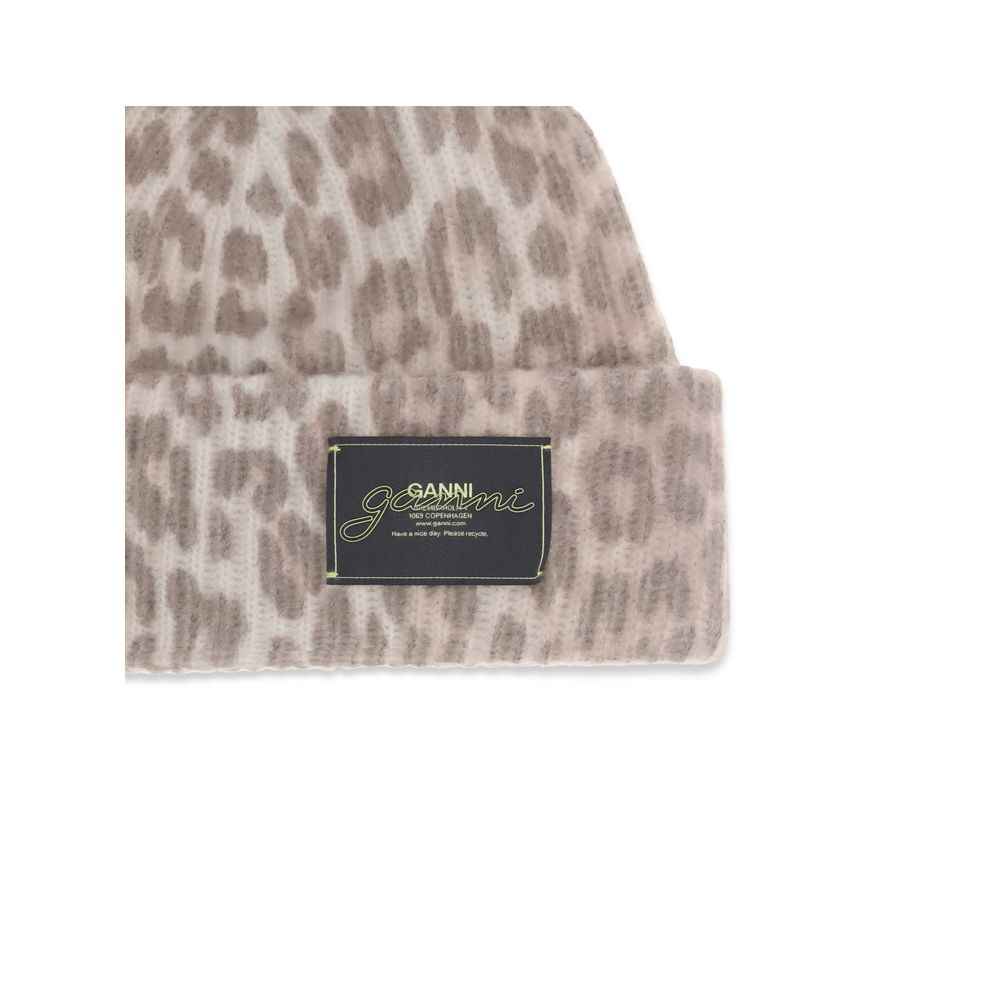 Ganni Leopard Gebreide Muts – Leopard OneSize Klassiek