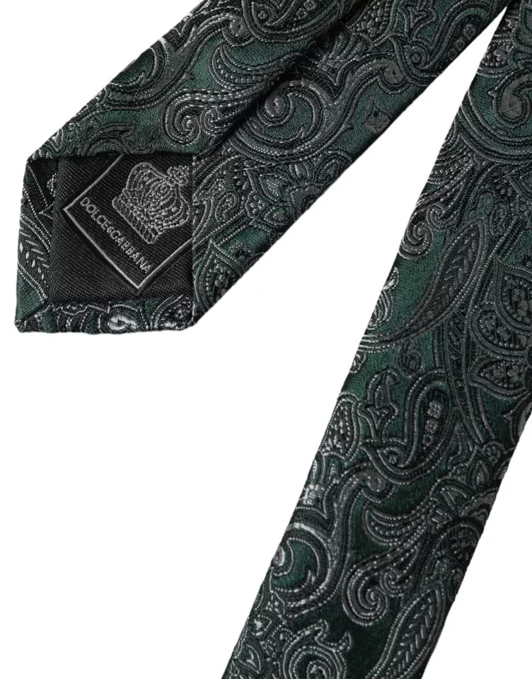 Cravate ajustable pour homme Dolce &amp; Gabbana à motif floral vert 100 % soie
