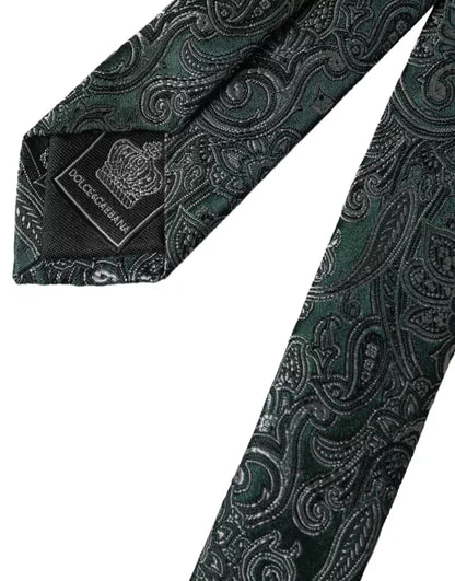 Cravate ajustable pour homme Dolce &amp; Gabbana à motif floral vert 100 % soie